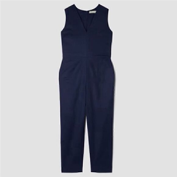 NEW Everlane The Structured Cotton Jumpsuit Navy Blue Size 0 Sustainable - Picture 5 of 5